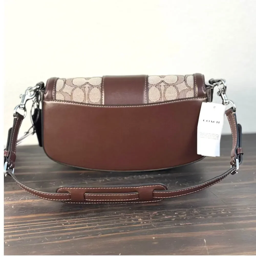 NWT Coach Andrea Shoulder bag‎ in Brown Signature Jacquard